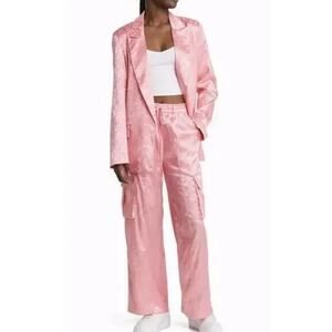 Dressed in LALA Pink Satin Jumpsuit with Blazer